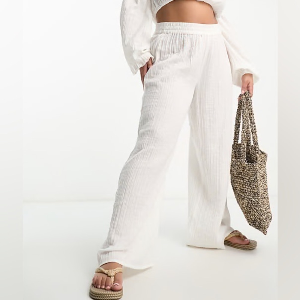 MANGO Airy Beach Beige Coloured Pants